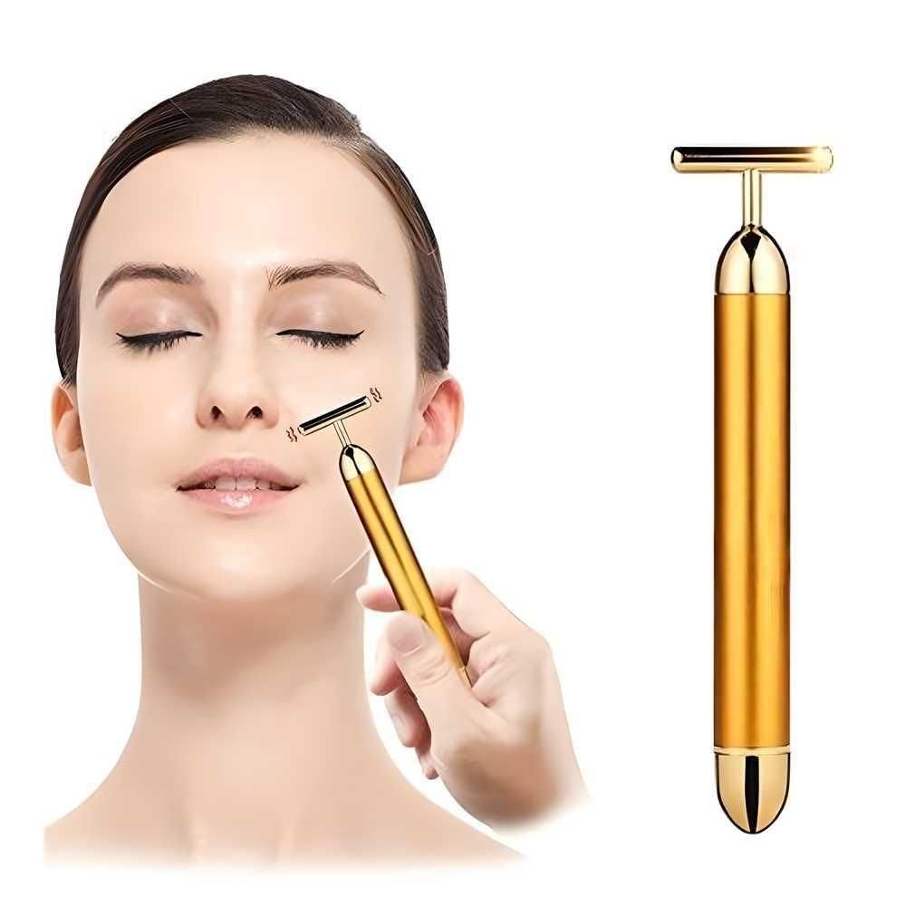 24K Gold Energy Beauty Bar Electric Facial Massage Roller - NG Fiora